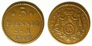 MAINZ (German State) 3 Pfennig 1759 - Copper - Johann Friedrich Karl - 829