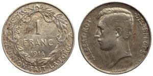 Belgium - 1 Francs 1914 - Albert I - Silver, French tekst