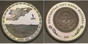 KYRGYZSTAN 1 Som 2009 - Copper-Nickel - Lake Issykkul - UNC - 1181 *