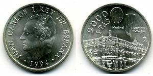 2000 Peseta Reino de España (1976 - ) Plata 