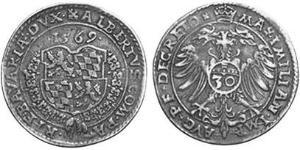 30 Kreuzer Duchy of Bavaria (907 - 1623) Silver Albert V, Duke of Bavaria (1528 – 1579)