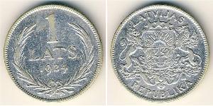 1 Lats Latvia Silver 