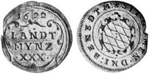 30 Kreuzer Ducado de Baviera (907 - 1623) Plata Maximiliano I, duque y elector de Baviera(1573 – 1651)