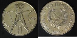 CYPRUS 1 Pound 1988 - Copper/Nickel - Olympics - aUNC - 4168