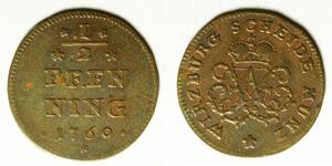 WURZBURG 1/2 Pfennige 1760 - Copper - Adam Friedrich - VF - 1089