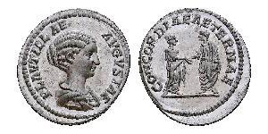 Becker imitating Plautilla Carl Wilhelm Becker (1772-1830). Imitating Caracalla for Plautilla. Tin “Denarius” (20-21 mm, 5.15 g). Obv. PLAVTILLAE AVGVSTAE, Draped bust right. Rev. CONCORDIAE AETE ...