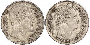 Dänemark, Frederik VII. Speciestaler 1848. Auf den Tod von Christian VIII. Hede 3. Sehr schön - vorzüglich