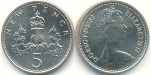 5 Penny Vereinigtes Königreich (1922-) Kupfer/Nickel Elizabeth II (1926-2022)