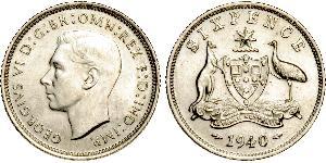 1 Sixpence 澳大利亚 銀 乔治六世 (1895-1952)