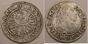 SILESIA LIEGNITZ BRIEG 3 Kreuzer 1661 EW - Silver - Georg III. - VF+ - 1179 *