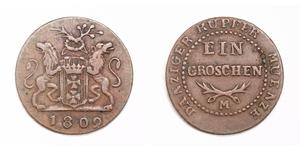 
							1809, Poland, Danzig (City). Beautiful Copper Groschen (Grosz) Coin. VF+
  Mint Year: 1809
Mint Place: Danzig
Reference: KM-137.Denomination: Groschen (Grosz)Mint Official: Johann Ludwi M ...