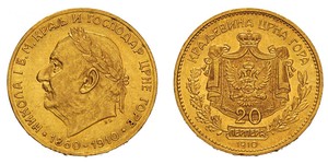 20 Perper  Montenegro Gold Nicholas I of Montenegro