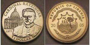 LIBERIA 1 Dollar 2005 - Cu-Ni - Cardinal Ratzinger - Benedict XVI. - aUNC - 677*