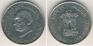 1 Rupee India (1950 - ) Copper/Nickel Mahatma Gandhi