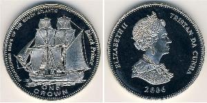 1 Крона Трістан-да-Кунья Нікель/Мідь Єлизавета II (1926-2022)