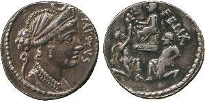 ANCIENT COINS.ROMAN COINS. Mint of Rome unless otherwise stated. Faustus Cornelius Sulla (56 B.C.), Silver Denarius, 3.70g, 8h. FAVSTVS , bust of Diana facing right, diademed and draped, wearing  ...