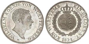 1 Gulden Kingdom of Württemberg (1806-1918) 銀 威廉一世 (符腾堡)