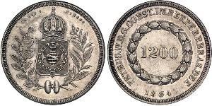 1200 Reis Empire of Brazil (1822-1889) Silver 