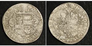  
 1624, Emden City, Ferdinand II. Silver 2/3 Thaler (28 Stuber = 1 Gulden) Coin.   Mint year: 1624-1637  Mint Place: Emden (City)  Reference: Davenport 507, KM-10.   Condition: Crudely struck, o ...