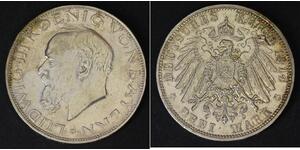 BAVARIA (German State) 3 Mark 1914 D - Silver 0.900 - Ludwig III. - XF- - 1941