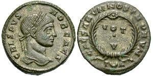 1 Follis /  AE3 Impero romano (27BC-395) Bronzo Crispo (305 - 326)