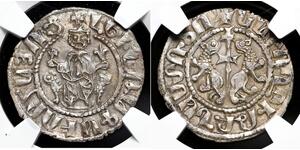 CRUSADERS, Cilician Armenia. Levon I. 1198-1219. Silver Tram. NGC AU55