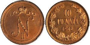 10 Penny Grand Duchy of Finland (1809 - 1917) Copper Nicholas II (1868-1918)