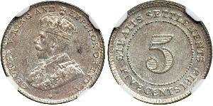 5 Cent Établissements des détroits (1826 - 1946) Cuivre/Nickel George V (1865-1936)