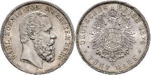 5 Mark Kingdom of Württemberg (1806-1918) Silver Charles I of Württemberg