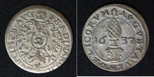 AUGSBURG (German City) 2 Kreuzer 1637 - Silver - VF - 917