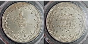  
  1874, Turkey (Ottoman), Abdul Aziz.  Silver 20 Kurush (Mecidi) Coin. PCGS AU+  Reference: KM-693. Mint Place: Constantinople   Mint Date: 1874 (1277AH + 14)   Denomination: Mecidi (20 Kurush) ...