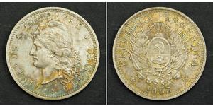  
  1883, Argentina (Republic). Attractive Silver 50 Centavos (½ Peso) Coin. AU+   Mint Year: 1883  Reference: KM-28.   Denomination: 50 Centavos (½ Peso)  Condition: Minor scratches in obverse,  ...