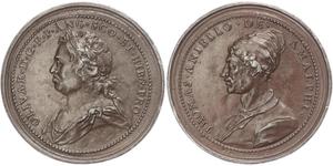Großbritannien. Oliver Cromwell. Bleimedaille o.J. (1658). Oliver Cromwell und Thomas Aniello. Eimer 199. 46,5 mm. Randfehler, sehr schön - vorzüglich