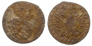 Russia / Россия - Peter I / Пётр I Великий 1689-1725; tymf (czech) 1707 IL-L, Moskwa; data cyframi arabskimi, duże popiersie cara; Bitkin -, Diakov 283 (R3); srebro 5.45 g, zacięcia i wyłuszczeni ...