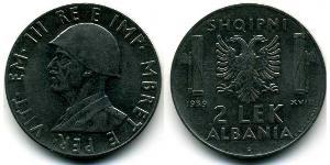 2 Lek Albanian Kingdom (1939-1943) Acciaio inossidabile Vittorio Emanuele III d