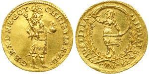 1 Ducat Danimarca-Norvegia (1536-1814) Oro Cristiano V di Danimarca (1646 -1699)