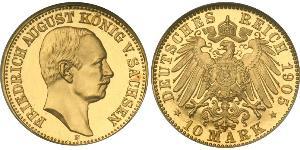 10 Mark Kingdom of Saxony (1806 - 1918) Gold Frederick Augustus III of Saxony (1865-1932)