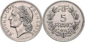 5 Franc French Third Republic (1870-1940)  Nickel 