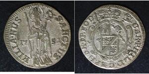 WURZBURG 1 Schilling (6 Neue Pfennige) 1751 - Billon - Karl Philipp - VF - 998
