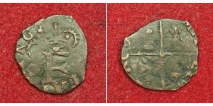  
  1598, Milan (Duchy), Phlip II of Spain. Tiny Copper Trillina Coin. F+  Denomination: Trillina Mint Period: 1540-1598 Mint Place: Milano (Italy) Reference: Crippa 51 var.  Condition: Crudely s ...