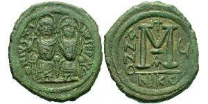 1 Follis Byzantinisches Reich (330-1453) Bronze Justin II (520-578)