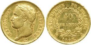 40 Franc Primer Imperio francés (1804-1814) Oro Napoleón Bonaparte(1769 - 1821)