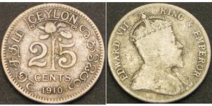 25 Cent Sri Lanka Silber Eduard VII (1841-1910)