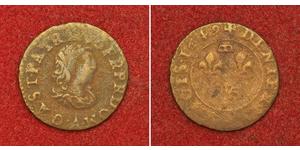  
  1649, Feudal France, Dombes, Gaston d'Orléans. Copper Double Tournois Coin. VG-F!  Mint Year: 1649 References: KM-28. Condition: Corroded VG-F! Region: Dombes (as a French state) Denomination ...