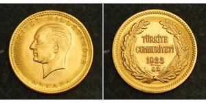 
 
   1974, Turkey (Republic). Beautiful Gold 100 Kurush (Pound) Coin. 7.23gm!   Reference: KM-855.  Mint Place: Constantinople Mint Year: 1974 (Year 1923 + 51)  Condition: A nice lustre AU-UNC! ...