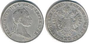20 Kreuzer Impero austriaco (1804-1867) Argento Francis II, Holy Roman Emperor (1768 - 1835)