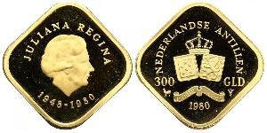 Niederländische Antillen-Curacao 300 Gulden 1980. K.M. 29, Friedberg 5. GOLD. Stempelglanz