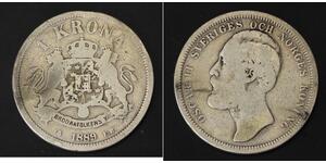 SWEDEN 1 Krona 1889 EB - Silver 0.800 - Oscar II. - 2769