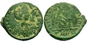 1 Follis /  AE2 Roman Empire (27BC-395) Bronze Aelia Flaccilla (?-385)