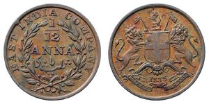 1/12 Anna Indien / Britische Ostindien-Kompanie (1757-1858) Kupfer 